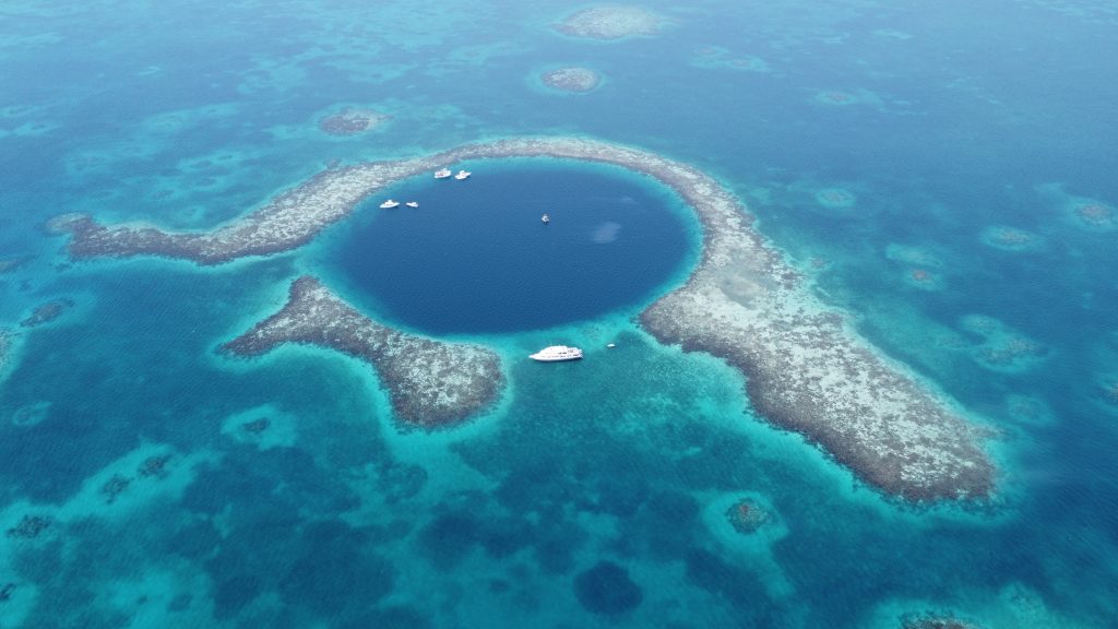 The Blue Hole in Belize. Belize Aggressor